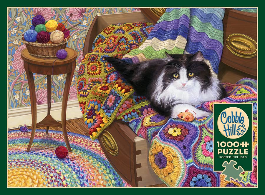 Amazon.com: Cobble Hill 1000 Piece Puzzle - Comfy Cat - Sample